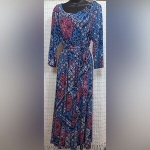 Nina Leonard Blue Bishop Sleeve Sundress